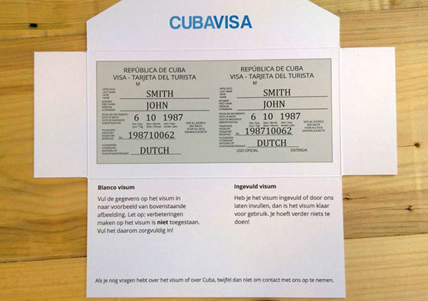 cuba visum envelop binnenkant